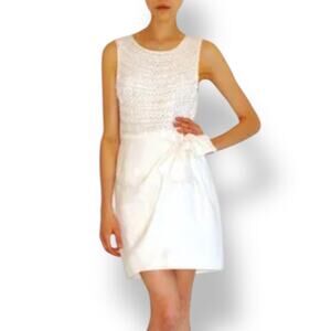 3.1 Phillip Lim Cream Sleeveless Textured Shift Dress Size 0 Linen Silk Mini
